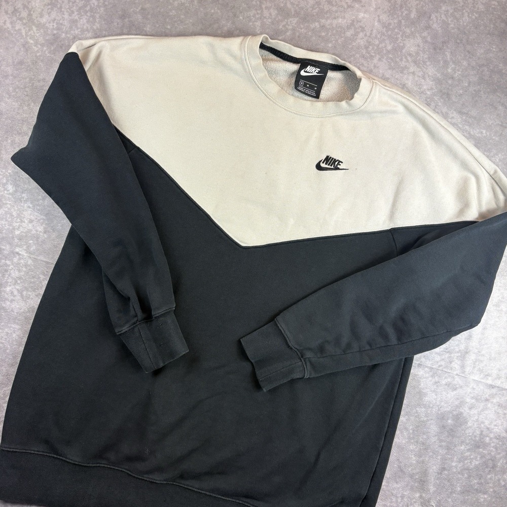 Nike Sweater Mens Medium Black Color Block Crewneck Pullover Sweatshirt FLAW